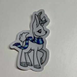 Cute Deer Sticker with Blue Scarf